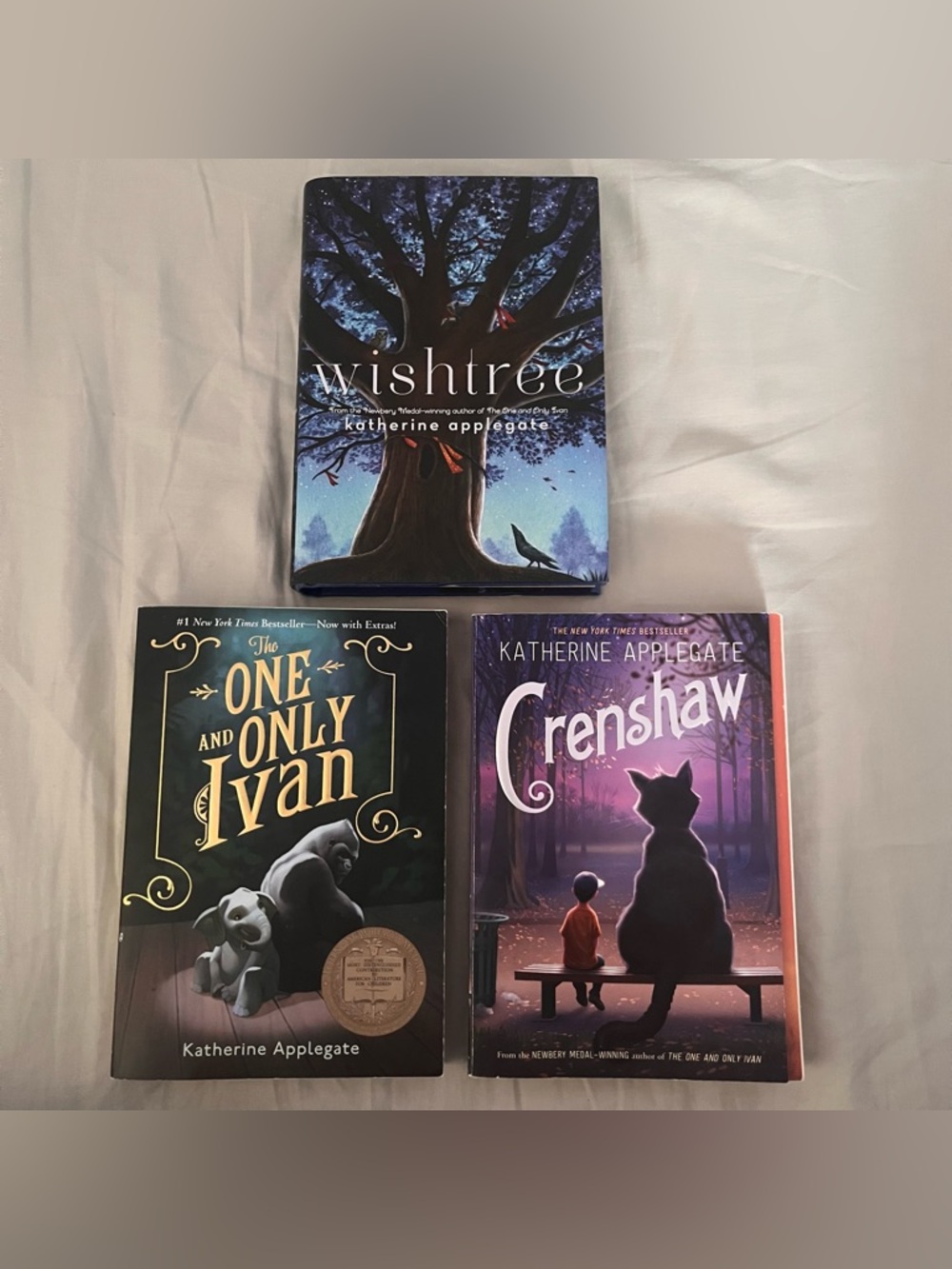 Katherine Applegate kid book bundle- The One and Only Ivan, Crenshaw, Wishtree